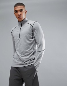 Серый лонгслив с молнией до груди New Look SPORT - Серый