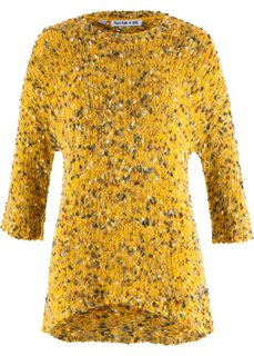 Вязаный пуловер дизайна Maite Kelly (шафранно-желтый меланж) Bonprix
