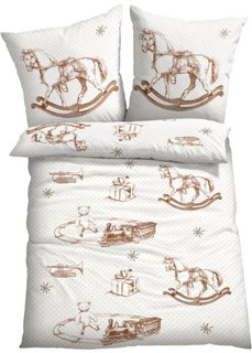Постельное белье Радость, фланель (белый/коричневый) Bonprix