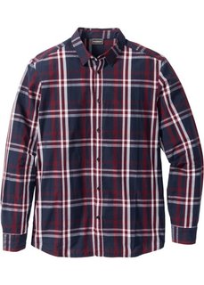 Рубашка Slim Fit с длинным рукавом (темно-синий в клетку) Bonprix