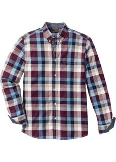 Клетчатая рубашка Regular Fit с длинным рукавом (бордовый/синий/кремовый в клетку) Bonprix