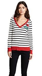 Chaser Striped Garden Embroidery Sweater