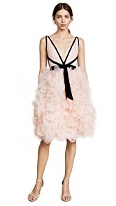 Marchesa V Neck Tulle Cocktail Dress