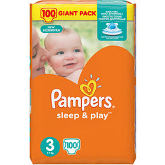 Подгузники Pampers Sleep &amp; Play, 5-9 кг, 3 размер, 100 шт., Pampers