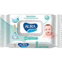 Влажные салфетки с крышкой, экстракт алоэ и витамин Е , 100шт., Aura Ultra Comfort