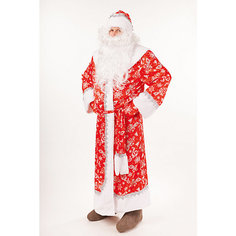 Карнавальный костюм "Дед Мороз Морозко" (шуба, шапка,борода, варежки, мешок, пояс)  размер 182-54-56 Пуговка
