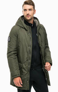 Утепленная куртка цвета хаки с капюшоном EA7