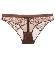 Коричневые кружевные трусы-слипы Emporio Armani