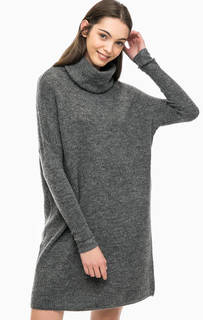 Серое платье-свитер с высоким воротом Only