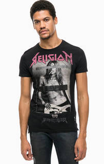 Черная хлопковая футболка с принтом Religion