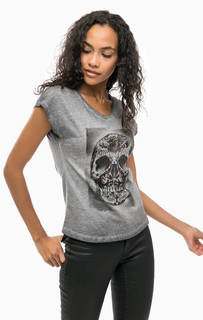 Серая хлопковая футболка с принтом Religion