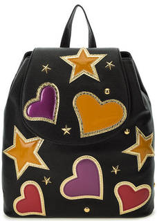 Черный рюкзак с откидным клапаном и нашивками Braccialini