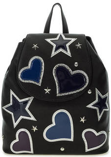 Черный рюкзак с откидным клапаном и нашивками Braccialini