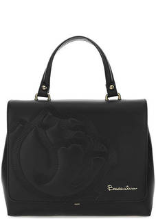 Черная кожаная сумка с откидным клапаном Braccialini