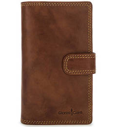 Коричневое портмоне на кнопке Gianni Conti