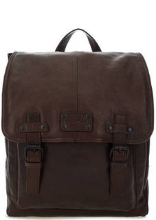 Коричневый кожаный рюкзак с откидным клапаном Gianni Conti