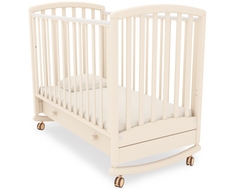 Кроватка Гандылян «Дашенька» колесо и качалка, ящик слоновая кость