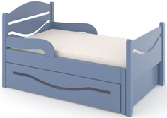 Кроватка Дом бука «Ростушка 2» 70 см с бортиками, ящиком и матрасом, голубой