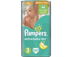 Подгузники Pampers Active Baby-Dry 3 (5-9 кг) 62 шт.