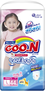 Трусики-подгузники Goo.N для девочек L (9-14 кг) 44 шт. Goon