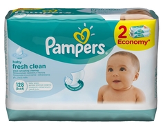 Влажные салфетки Pampers «Baby fresh» со сменным блоком 2х64 шт.