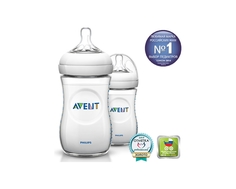 Бутылочка для кормления Philips AVENT «Natural» с силиконовой соской 1 мес.+, 260 мл., 2 шт.