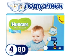 Подгузники Huggies Ultra Comfort для мальчиков 4 (8-14 кг) 80 шт.