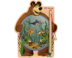 Развивающая игра Затейники «Маша и Медведь: Рыбалка» с магнитами деревянная