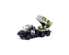 Машинка Технопарк «Военная машина ЗИЛ-131 Град» с пушкой и фигурками 1:43