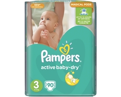 Подгузники Pampers Active Baby-Dry 3 (5-9 кг) 90 шт.