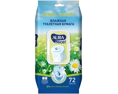 Влажная туалетная бумага Aura 72 шт.