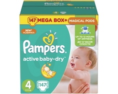 Подгузники Pampers Active Baby-Dry 4 (8-14 кг) 147 шт.