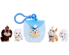 Игровой набор Puppy In My Pocket брелок-сумочка голубая и 5 щенков