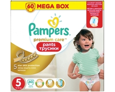 Трусики-подгузники Pampers Premium Care 5 (12-18 кг) 60 шт.