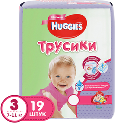 Трусики-подгузники для девочек Huggies 3 (7-11 кг) 19 шт.