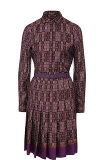 Шелковое платье-рубашка с принтом и поясом Loro Piana