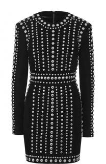 Приталенное мини-платье с контрастными заклепками Balmain