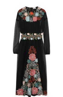 Приталенное платье-миди с длинным рукавом REDVALENTINO