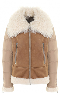 Укороченная дубленка с пуховыми рукавами и спинкой Moncler