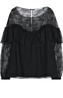 Кружевной топ с длинным рукавом и оборкой Blumarine