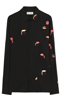 Хлопковая рубашка с вышивкой Saint Laurent