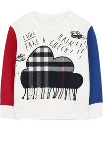 Хлопковый свитшот с принтом и бахромой Burberry