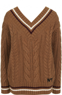 Пуловер фактурной вязки с V-образным вырезом No. 21