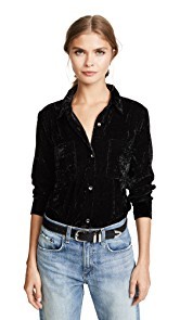 Splendid Crushed Velvet Button Down Shirt