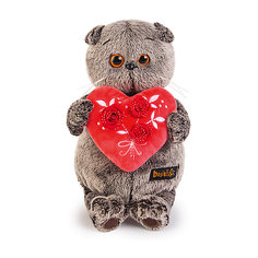 Мягкая игрушка Budi Basa Кот Басик с красным сердечком, 25 см