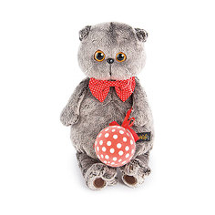 Мягкая игрушка Budi Basa Кот Басик с елочной игрушкой, 25 см