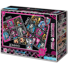 Подарочный набор 4 в 1 Origami "Monster High" Лото, мемо, домино и пазлы