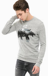 Серый хлопковый свитшот с принтом Mavi