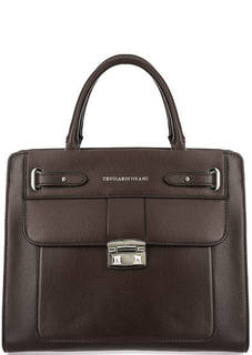 Коричневая сумка с двумя отделами на молнии Trussardi Jeans