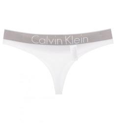 Белые трусы-стринги с широкой резинкой Calvin Klein
